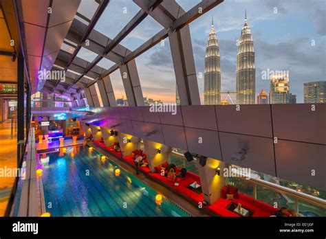 Petronas Towers Viewed From Skybar Of Traders Hotel Kuala Lumpur Stock