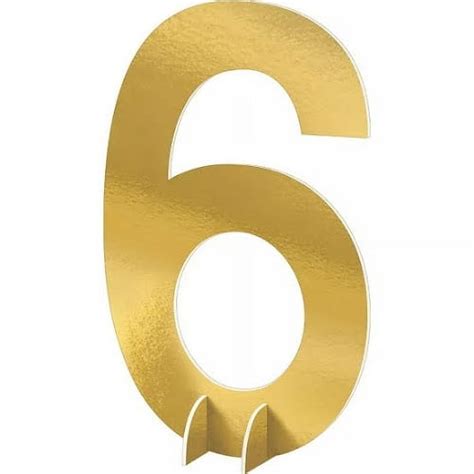 Giant Metallic Gold Number 6 Sign