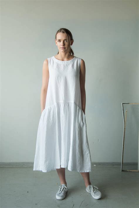 Loose White Linen Dress Sleeveless Linen Dress Lightly Etsy
