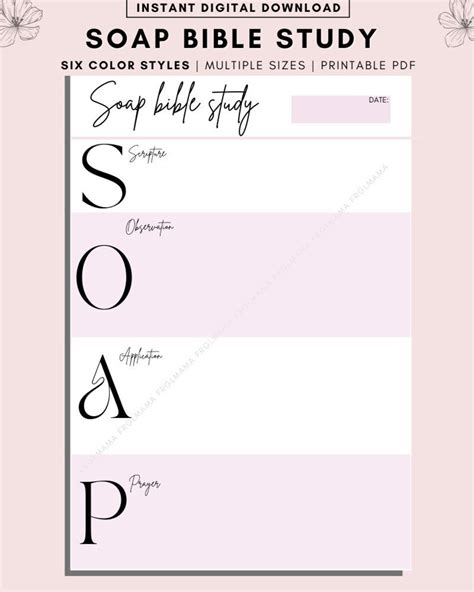 Soap Bible Study Printable Template Scripture Observation