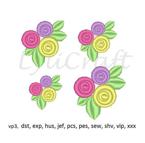 Mini Rose Embroidery Design Small Rose Machine Embroidery Etsy