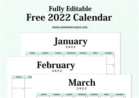 Free Editable Calendar 2022 In Word Fillable And Printable Templates