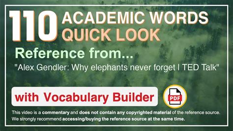 110 Academic Words Quick Look Ref From Alex Gendler Why Elephants