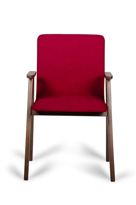 Crafted from solid wood, it stands atop slightly this arm chair will bring joy and elegant look to any traditional dining setting. Maddox - Modern Red & Walnut Dining Chair (Set of 2)