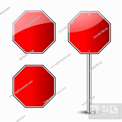 stop traffic road signs blank set prohibited red octagon road signs isolated on white