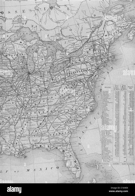 Old Map Of Eastern United States From Original Geography Textbook 1884