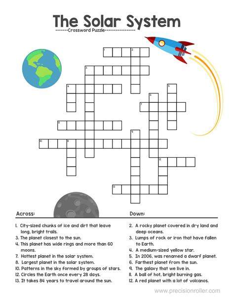 Solar System Esl Printable Crossword Puzzle Worksheet
