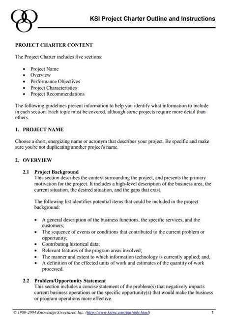 Project Charter Templates 10 Free Printable Word And Pdf Samples