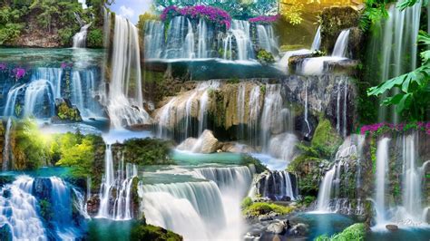 Waterfalls Autumn Fall Collage Hd Fall Collage Wallpapers Hd