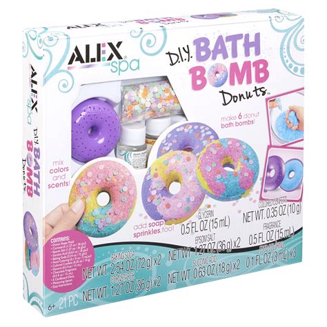 Diy gift kits bath bomb kit (deluxe) 8 all natural essential oils and recipe pack makes 12+ diy cupcake mold bath bombs, gift box included. Alex Spa DIY Bath Bomb Donuts Kids Bath Bomb Soap Kit ...