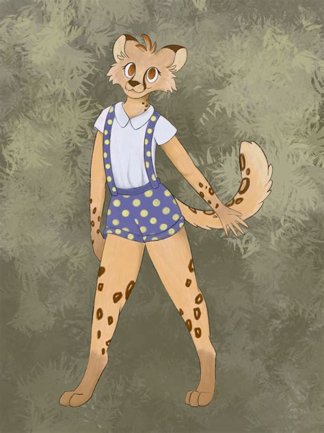 A Drawing Of A Cheetah In Overalls And Polka Dots