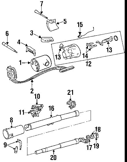 Exploded View For The 1990 Jeep Xj Cherokee Tilt Steering Column Services