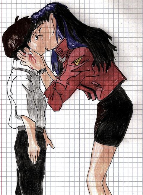 Misato And Shinji Kiss By Samomd On Deviantart