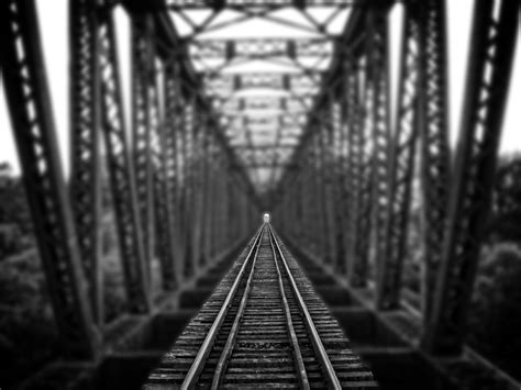 Wallpaper Train Symmetry Bridge Transport Track Black And White