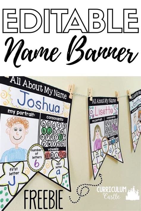 The Editable Name Banner Is Hanging On A Clothes Line With Freebie