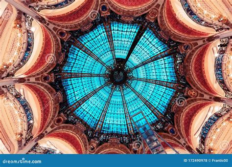 The Famous Chic Stained Glass Ceiling With Beautiful Patterns In The Interior Of The Gallery