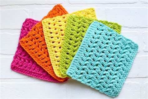 Crochet Dishcloth Herringbone Pattern Sugar Bee Crafts