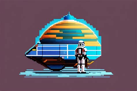 Lexica Star Wars Pixel Art Clone Trooper Space Ship Background