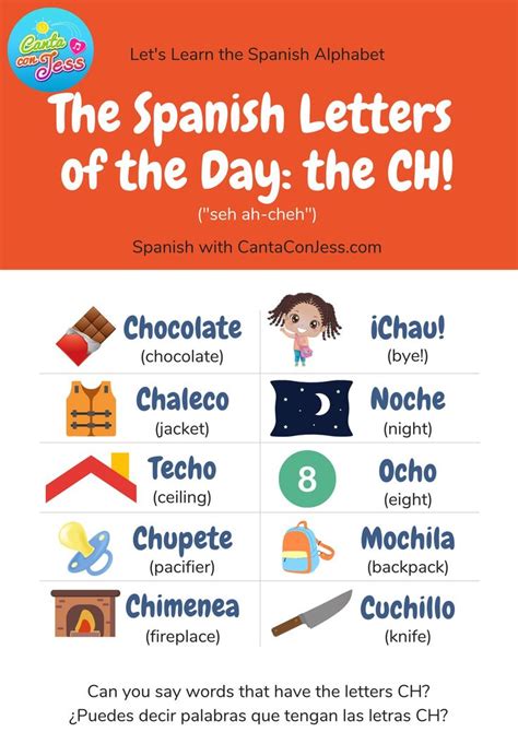 Spanish Words With Ch Spanish Alphabet Vocabulary Learning Spanish