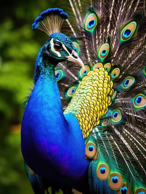 Um pavão com penas coloridas Foto Premium