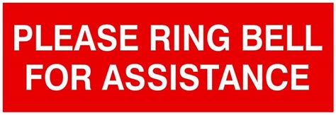 Please Ring Bell For Assistance Sign Red Large Office