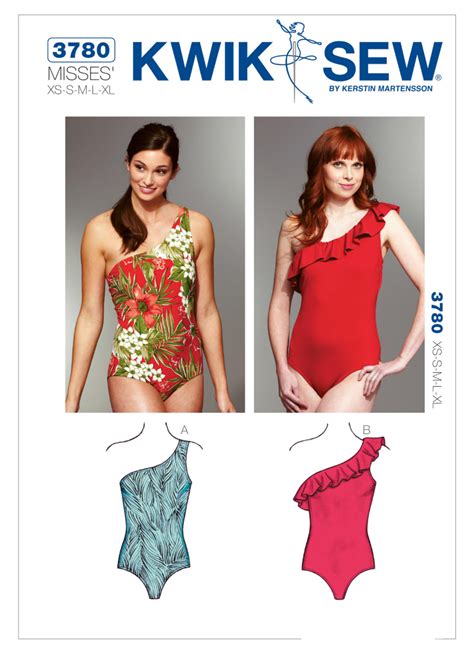 k3780 misses one shoulder swimsuits sewing pattern kwik sew patterns suit sewing patterns