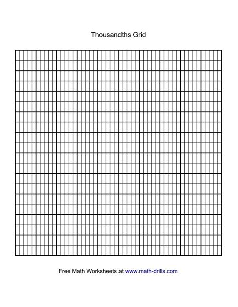 Thousandths Grid Decimals Worksheet Printable Chart Math Grid Add