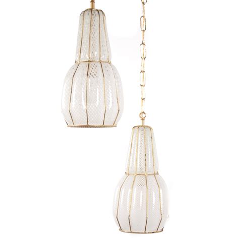 Pair Of Vintage Caged Murano Glass Pendants • Fatto A Mano Shop Pendant Lights Pendant