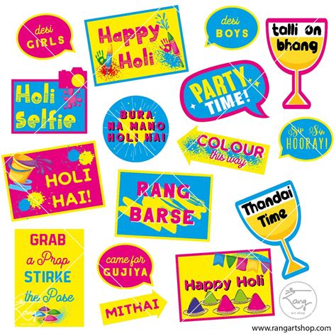 Holi Photo Booth Prop Photobooth Props Printable Bollywood Etsy