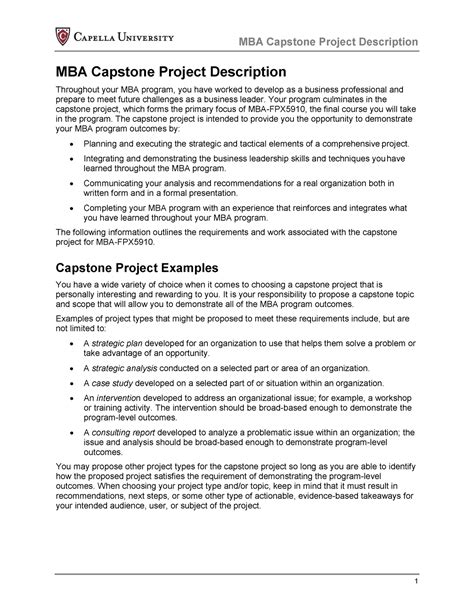 Capstone Project Description Your Program Culminates In The Capstone