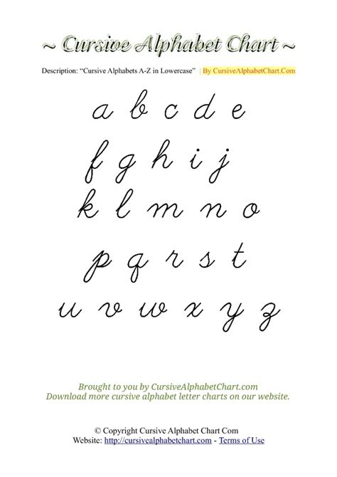 Cursive Alphabet Charts For Kids Free Printable Cursive Letters
