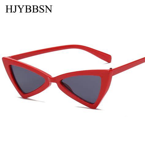 Hjybbsn 2018 Red Triangle Sunglasses Sexy Women Brand Designer Vintage Cat Eye Ladies Frame Tint