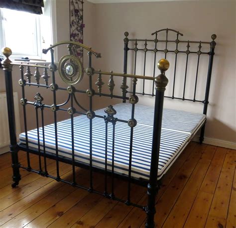 Antique Victorian Cast Iron And Brass Double Bed Victorian Bedroom