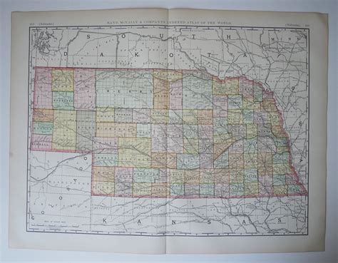 X Large Antique Nebraska Map 1896 Vintage Map Of Nebraska Etsy In