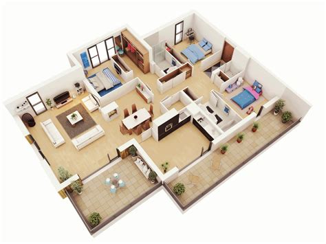 Explore these three bedroom house plans to find your. 25 More 3 Bedroom 3D Floor Plans