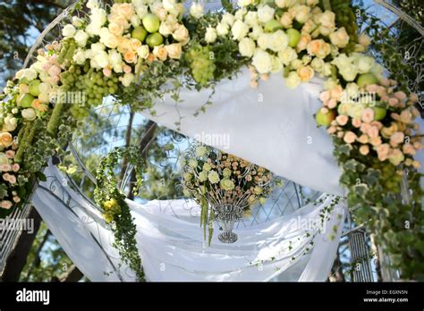 Flower Wedding Arch Stock Photo Alamy