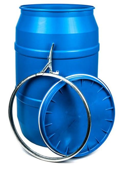 55 Gallon Blue Plastic Drum Open Head Un Rated Lever Lock