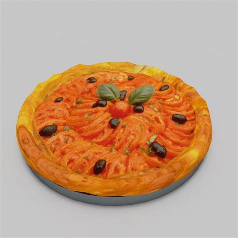Pizza With Olives And Tomatoes Free D Model Cgtrader