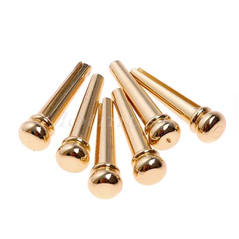 6pcs Brass Acoustic Guitar Bridge Pin With Electric Gold Plating For Acoustic Guitar Parts