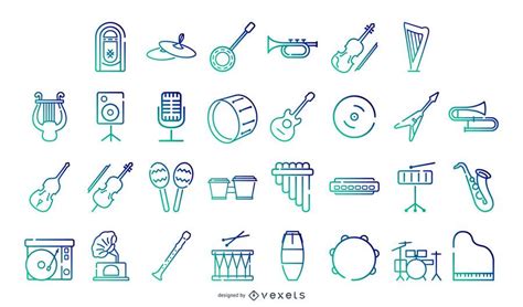 Colección De Iconos De Gradiente De Instrumentos Musicales Descargar