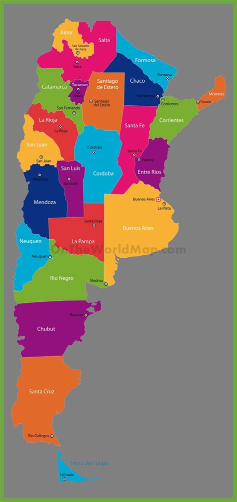 Administrative map of Argentina with provinces