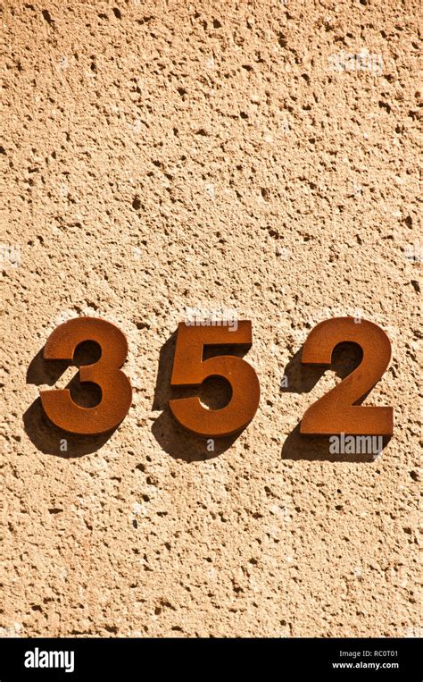 Number 352 House Numbering Plate Stock Photo Alamy