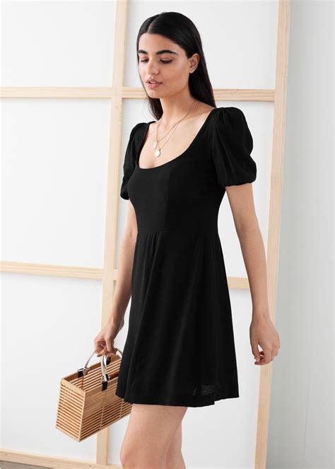 & Other Stories + Puff Sleeve Crepe Mini Dress
