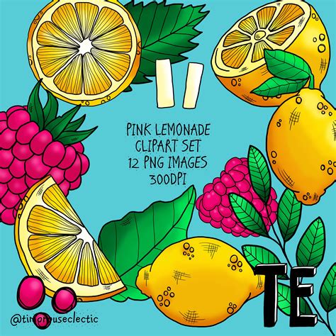 Pink Lemonade Clipart Set 12 X Png Image Bright Summer Etsy Uk