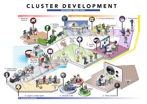 Cluster Development Five Phases Twelve Steps Infographic