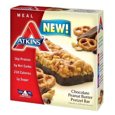 New Good For All Atkins Phases Chocolate Peanut Butter Pretzel Bar
