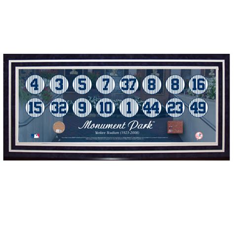 New York Yankees Monument Park Retired Numbers Unsigned Plaque