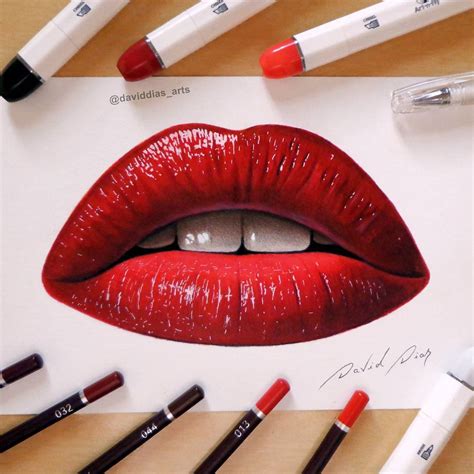 How To Draw Lips Tutorial With Art N Fly Markers And Pencils