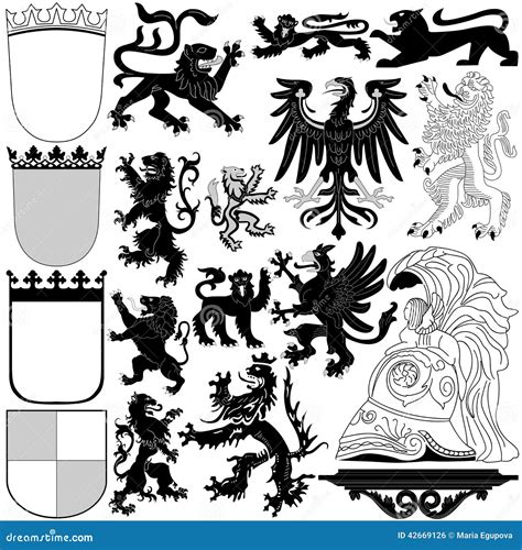 Heraldische Königliche Elemente Vektor Abbildung Illustration von