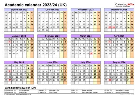 Academic Calendars 2023 24 Uk Free Printable Excel Templates Riset